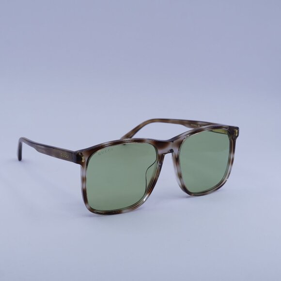 Gucci GG1041S 004 Sunglasses Havana Square Frame, Green Lenses - Picture 1 of 11